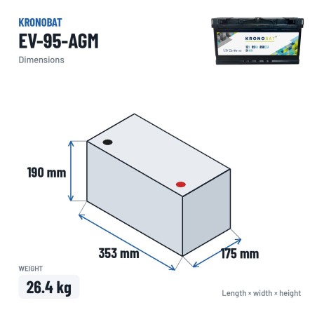 Bateria de caravana Kronobat EV-95-AGM 12V 95Ah 850A AGM