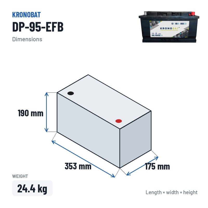 Bateria de caravana Kronobat DP-95-EFB 12V 95Ah 850A EFB