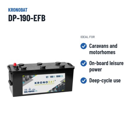 Caravan battery Kronobat DP-190-EFB 12V 190Ah 1050A EFB – recommended uses