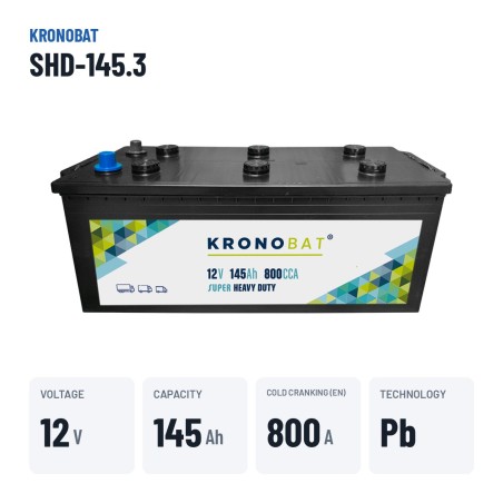 Bateria de camião Kronobat SHD-145.3 12V 145Ah 800A – dados principais
