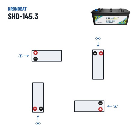 Bateria de camião Kronobat SHD-145.3 12V 145Ah 800A – polaridade (esquema 3)