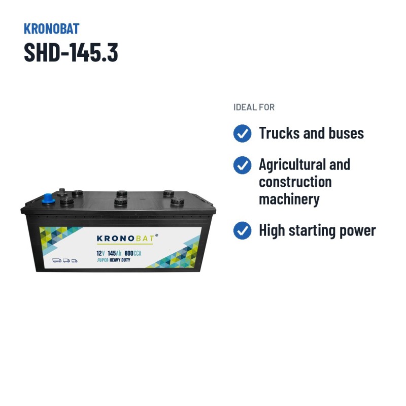 LKW-Batterie Kronobat SHD-145.3 12V 145Ah 800A – empfohlene Einsatzbereiche