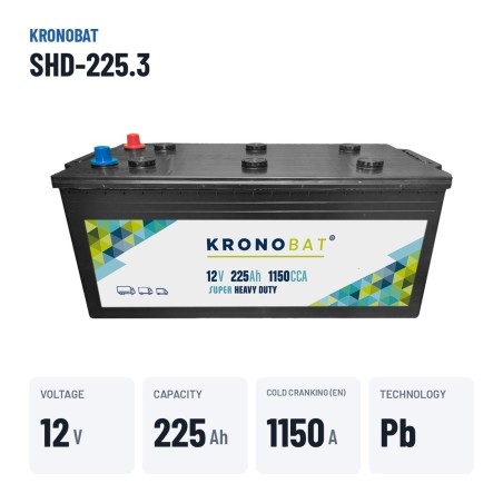 Batteria camion Kronobat SHD-225.3 12V 225Ah 1150A – dati principali