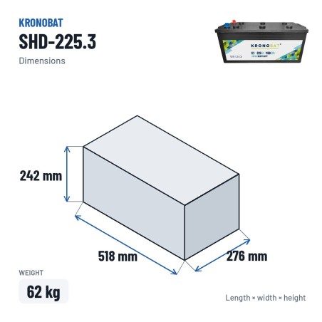 LKW-Batterie Kronobat SHD-225.3 12V 225Ah 1150A | baterias.com