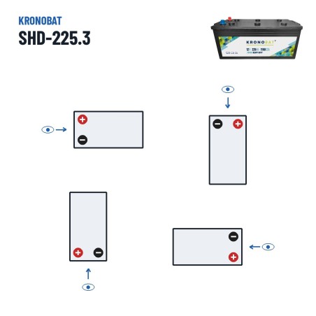 Batteria camion Kronobat SHD-225.3 12V 225Ah 1150A – polarità (schema 3)