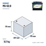 Bateria de carro Kronobat MS-52.0 12V 52Ah 520A – medidas 207 × 175 × 175 mm