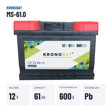 Autobatterie Kronobat MS-61.0 12V 61Ah 600A – wichtigste Daten