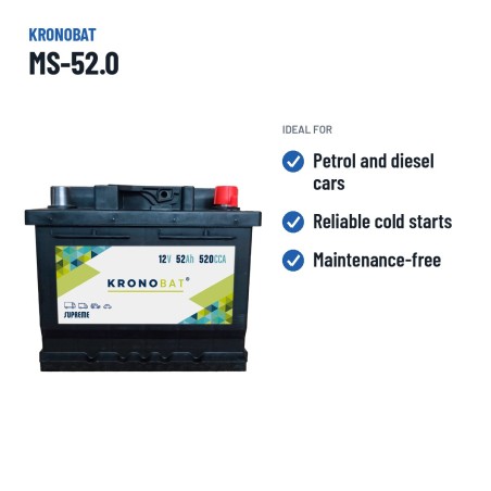Batterie voiture Kronobat MS-52.0 12V 52Ah 520A | baterias.com