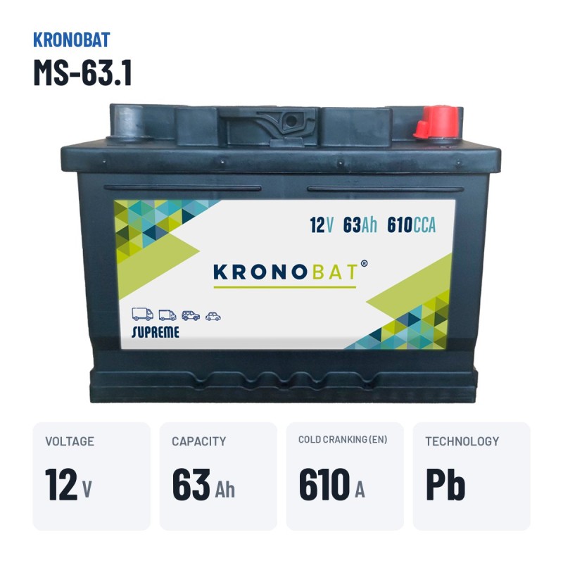 Autobatterie Kronobat MS-63.1 12V 63Ah 610A – wichtigste Daten