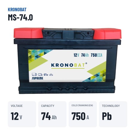 Autobatterie Kronobat MS-74.0 12V 74Ah 750A – wichtigste Daten