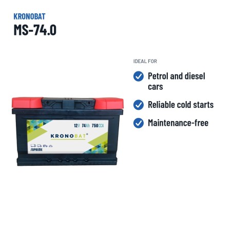Bateria de carro Kronobat MS-74.0 12V 74Ah 750A – utilizações recomendadas