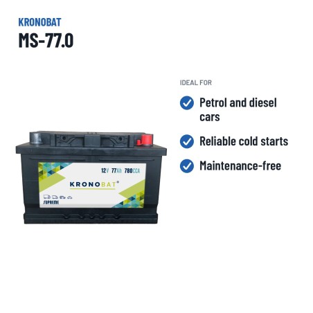 Batteria auto Kronobat MS-77.0 12V 77Ah 780A – usi consigliati
