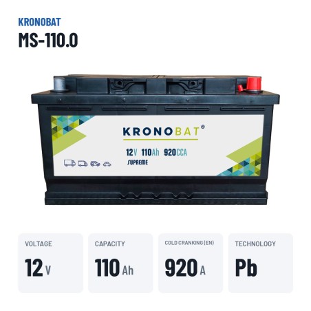 Car battery Kronobat MS-110.0 12V 110Ah 920A – key specs