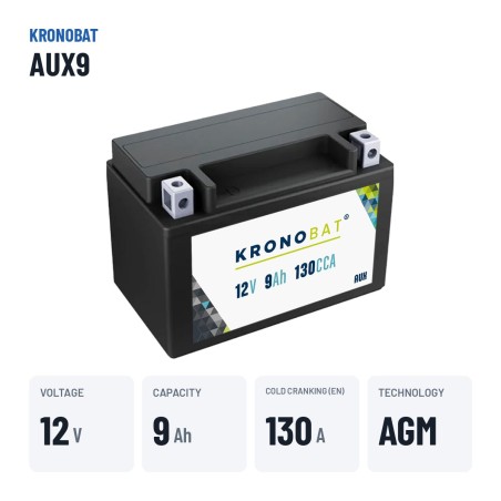 Bateria auxiliar Kronobat AUX9 12V 9Ah 130A AGM – dados principais