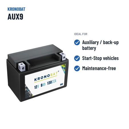 Bateria auxiliar Kronobat AUX9 12V 9Ah 130A AGM – utilizações recomendadas
