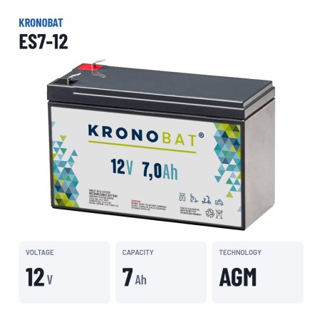 Rollstuhlbatterie Kronobat ES7-12 12V 7Ah AGM – wichtigste Daten