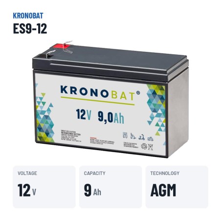 Batteria per carrozzina Kronobat ES9-12 12V 9Ah AGM – dati principali
