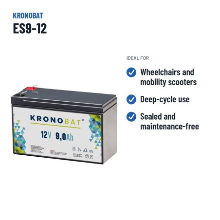 Batteria per carrozzina Kronobat ES9-12 12V 9Ah AGM – usi consigliati