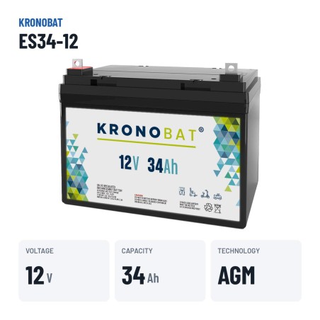 Rollstuhlbatterie Kronobat ES34-12 12V 34Ah AGM – wichtigste Daten