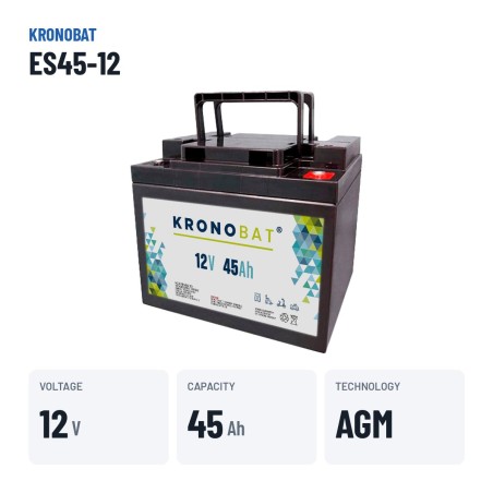 Rollstuhlbatterie Kronobat ES45-12 12V 45Ah AGM – wichtigste Daten