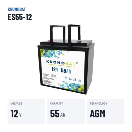 Batteria per carrozzina Kronobat ES55-12 12V 55Ah AGM – dati principali
