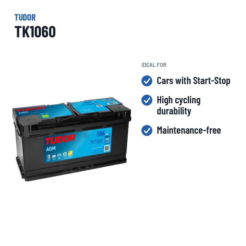 Start-Stop battery Tudor TK1060 12V 106Ah 950A AGM – recommended uses