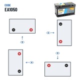 Batteria auto Exide EA1050 12V 105Ah 850A – polarità (schema 0, + a destra)
