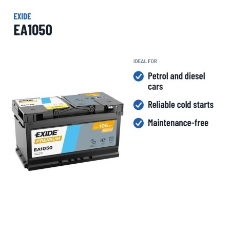 Autobatterie Exide EA1050 12V 105Ah 850A – empfohlene Einsatzbereiche