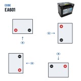 Batería de coche Exide EA601 12V 60Ah 600A – polaridad (esquema 1, + izquierda)