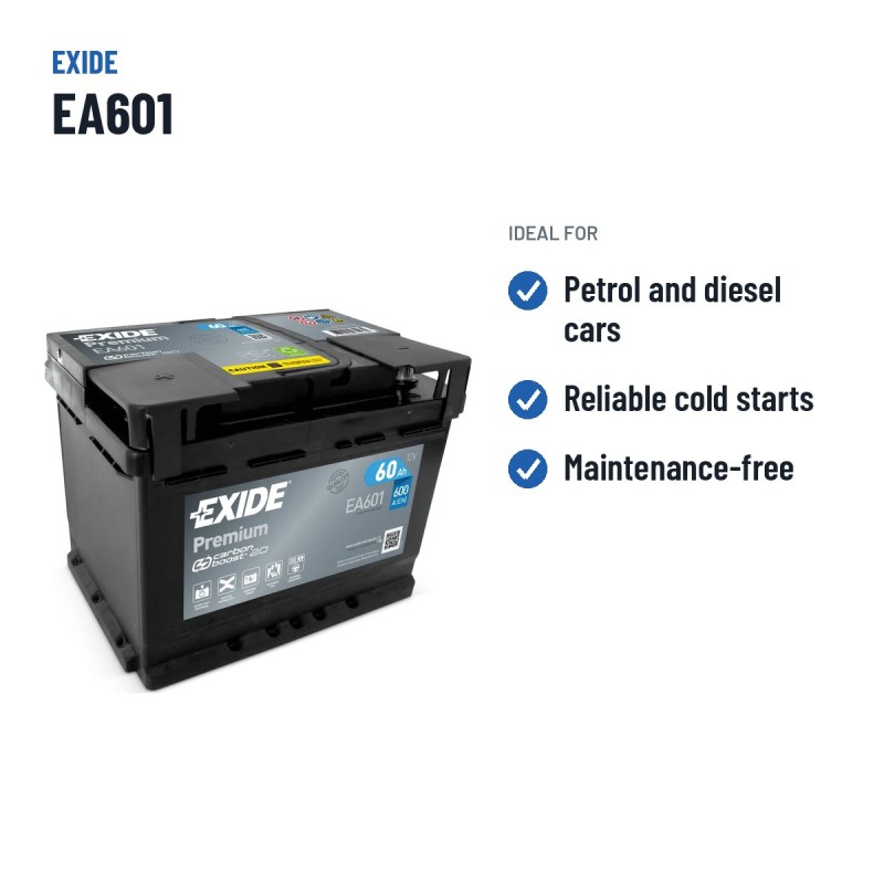 Batteria auto Exide EA601 12V 60Ah 600A – usi consigliati