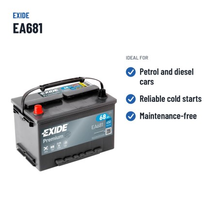 Batteria auto Exide EA681 12V 68Ah 650A – usi consigliati