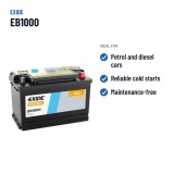 Batterie voiture Exide EB1000 12V 100Ah 720A – utilisations recommandées