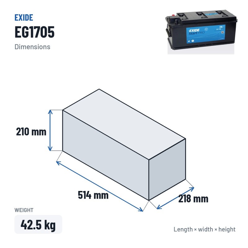 Batteria camion Exide EG1705 12V 170Ah 950A | baterias.com