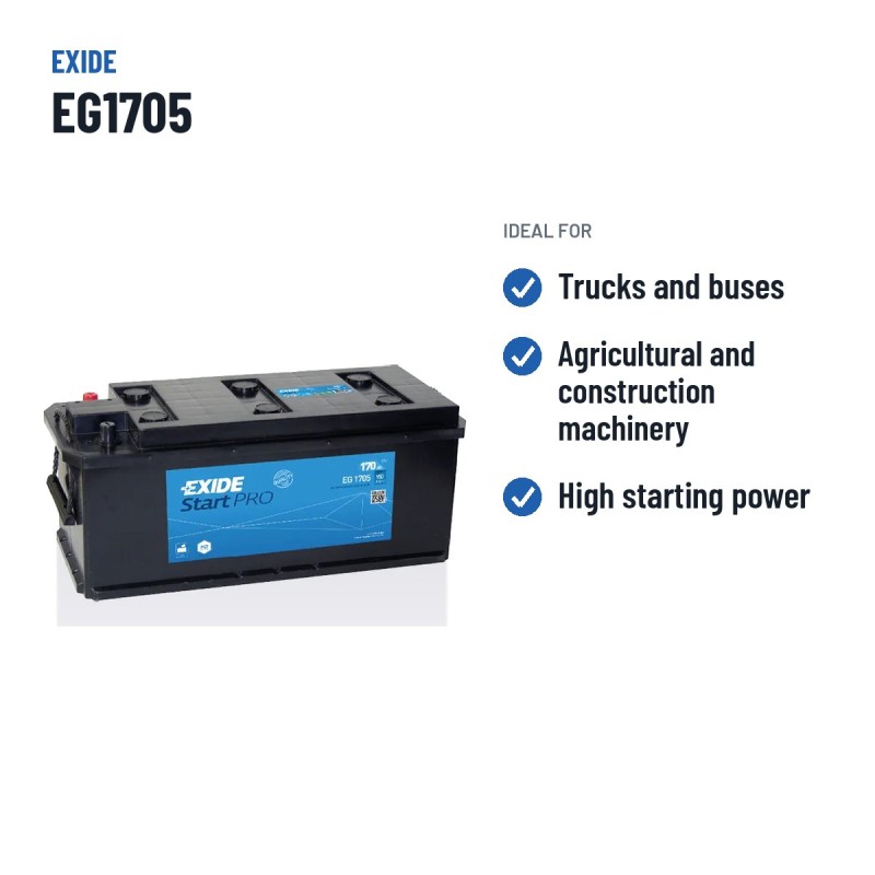 LKW-Batterie Exide EG1705 12V 170Ah 950A – empfohlene Einsatzbereiche
