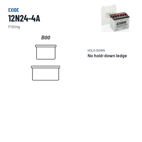 Motorradbatterie Exide 12N24-4A 12V 24Ah 220A – Pole und Befestigung