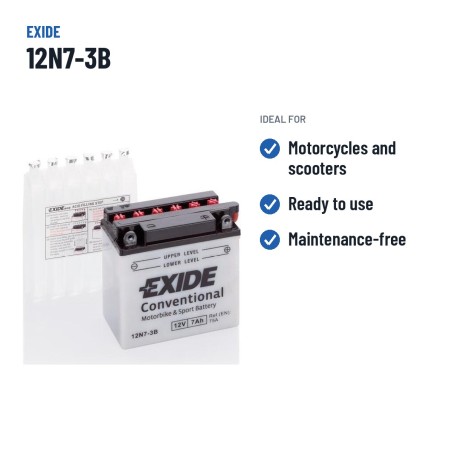 Motorradbatterie Exide 12N7-3B 12V 7Ah 75A – empfohlene Einsatzbereiche
