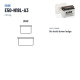 Motorcycle battery Exide E50-N18L-A3 12V 20Ah 260A – terminal and hold-down