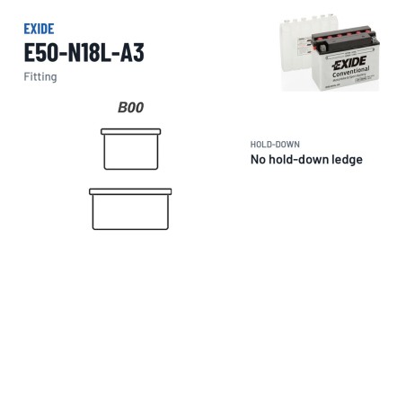 Batería de moto Exide E50-N18L-A3 12V 20Ah 260A – borne y sujeción