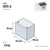 Batterie moto Exide EB7C-A 12V 8Ah 90A – dimensions 130 × 90 × 115 mm