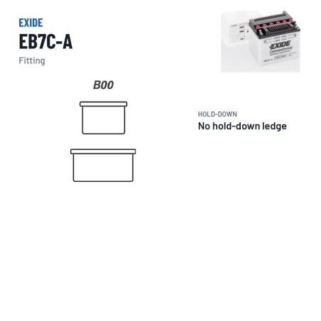 Batterie moto Exide EB7C-A 12V 8Ah 90A – bornes et fixation