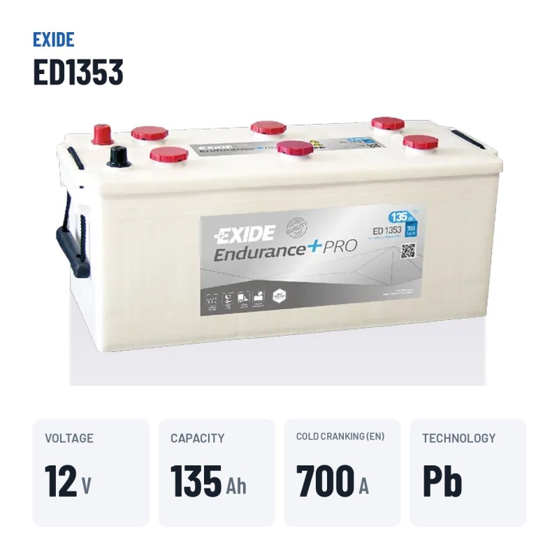 Truck battery Exide ED1353 12V 135Ah 700A – key specs