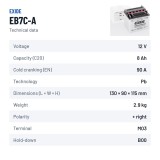 Batterie moto Exide EB7C-A 12V 8Ah 90A – fiche technique