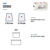 Truck battery Exide ED1353 12V 135Ah 700A – terminal and hold-down