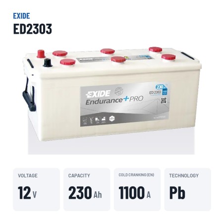 Truck battery Exide ED2303 12V 230Ah 1100A – key specs