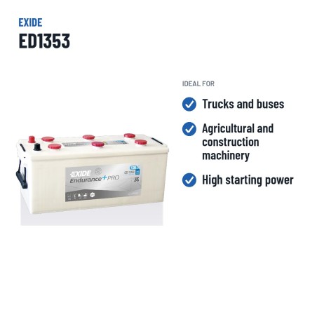 Truck battery Exide ED1353 12V 135Ah 700A – recommended uses
