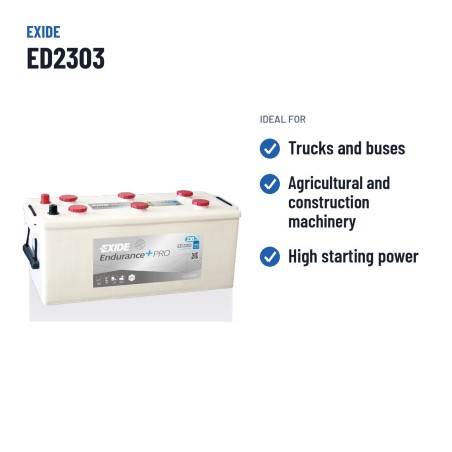 LKW-Batterie Exide ED2303 12V 230Ah 1100A – empfohlene Einsatzbereiche