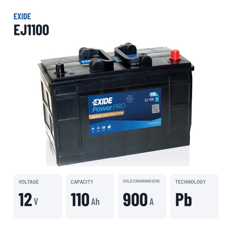 LKW-Batterie Exide EJ1100 12V 110Ah 900A – wichtigste Daten