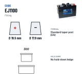 LKW-Batterie Exide EJ1100 12V 110Ah 900A – Pole und Befestigung