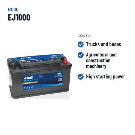LKW-Batterie Exide EJ1000 12V 100Ah 850A – empfohlene Einsatzbereiche