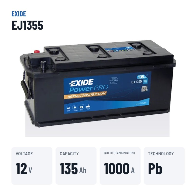 Batteria camion Exide EJ1355 12V 135Ah 1000A – dati principali